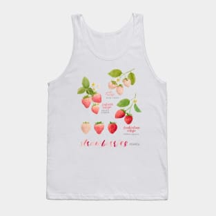 Japanese Strawberries Watercolour Painting and Chart with Calligraphy (Ichigo) Tank Top